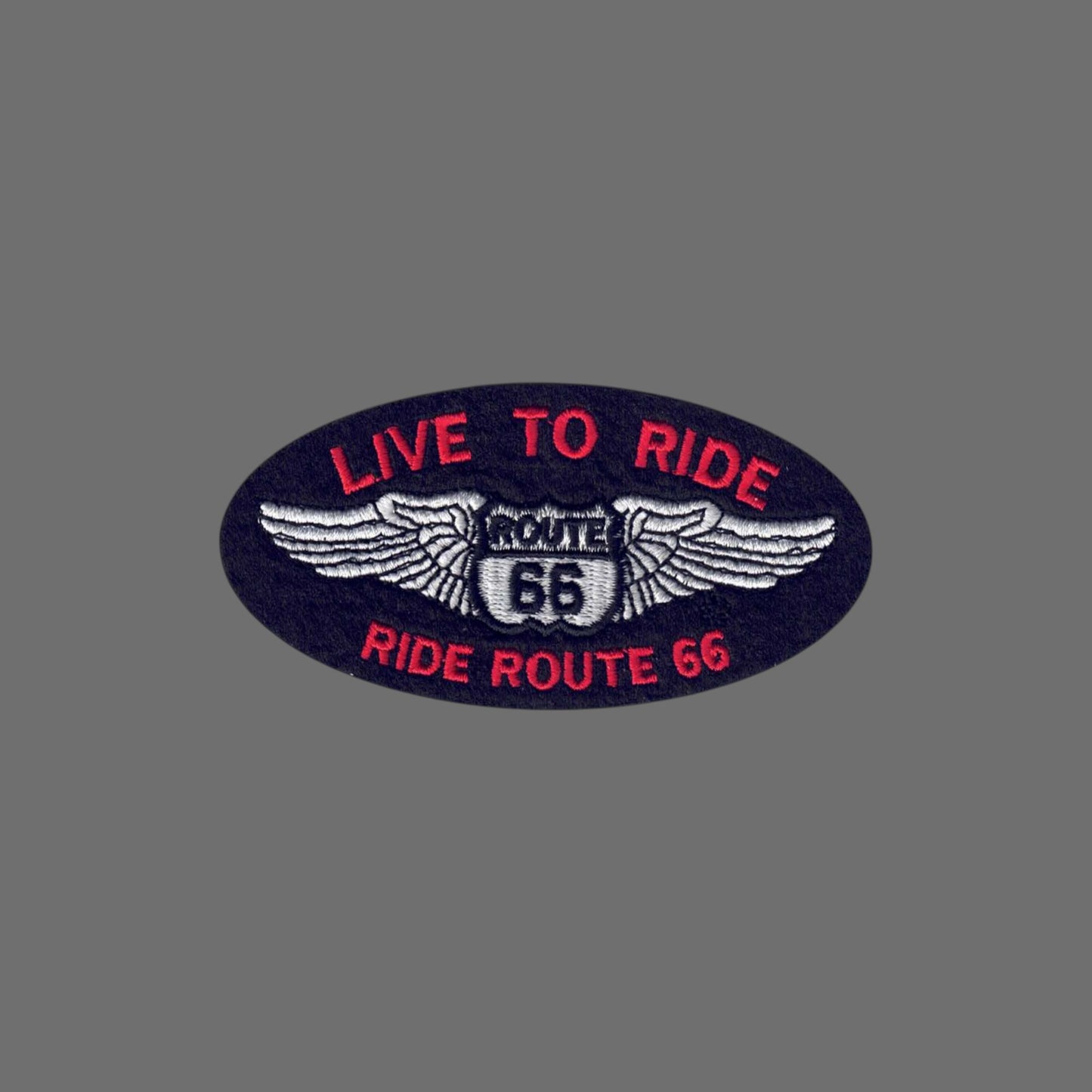 LIVE TO RIDE Route 66 Souvenir Patch Red Text - 0066-LIVE-36