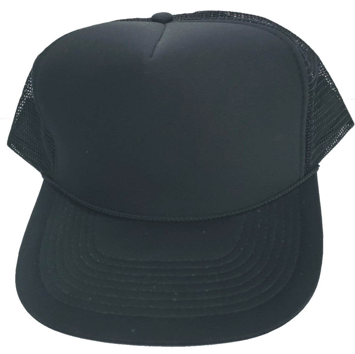 Solid Trucker Mesh Navy Cap or Hat with FLAT Bill or Visor - 0141-08