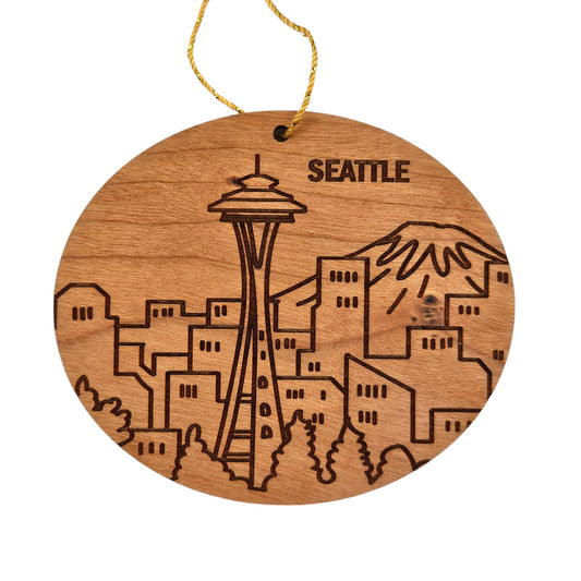 Seattle Washington Skyline Wood Ornament - WA Souvenir - Handmade in USA - 15775