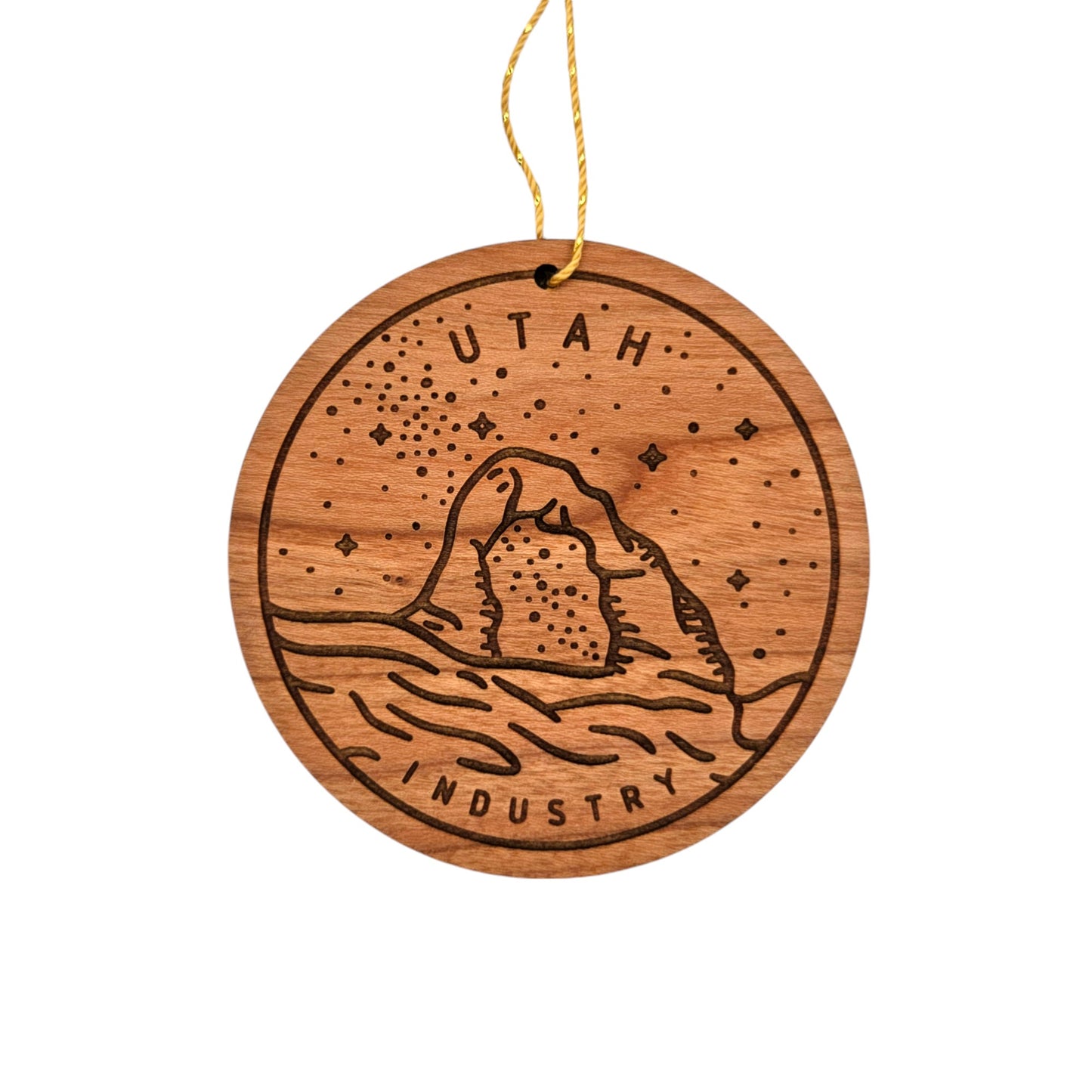 Utah Wood Ornament - UT Souvenir - Industry Arch Handmade in USA - 15786