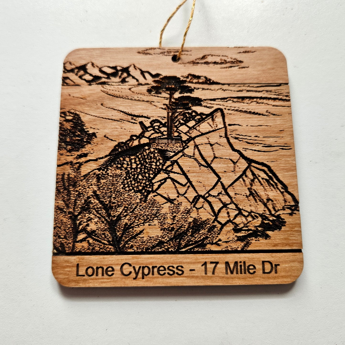 Lone Cypress Carmel California Ornament - Handmade Wood Ornament - 15756