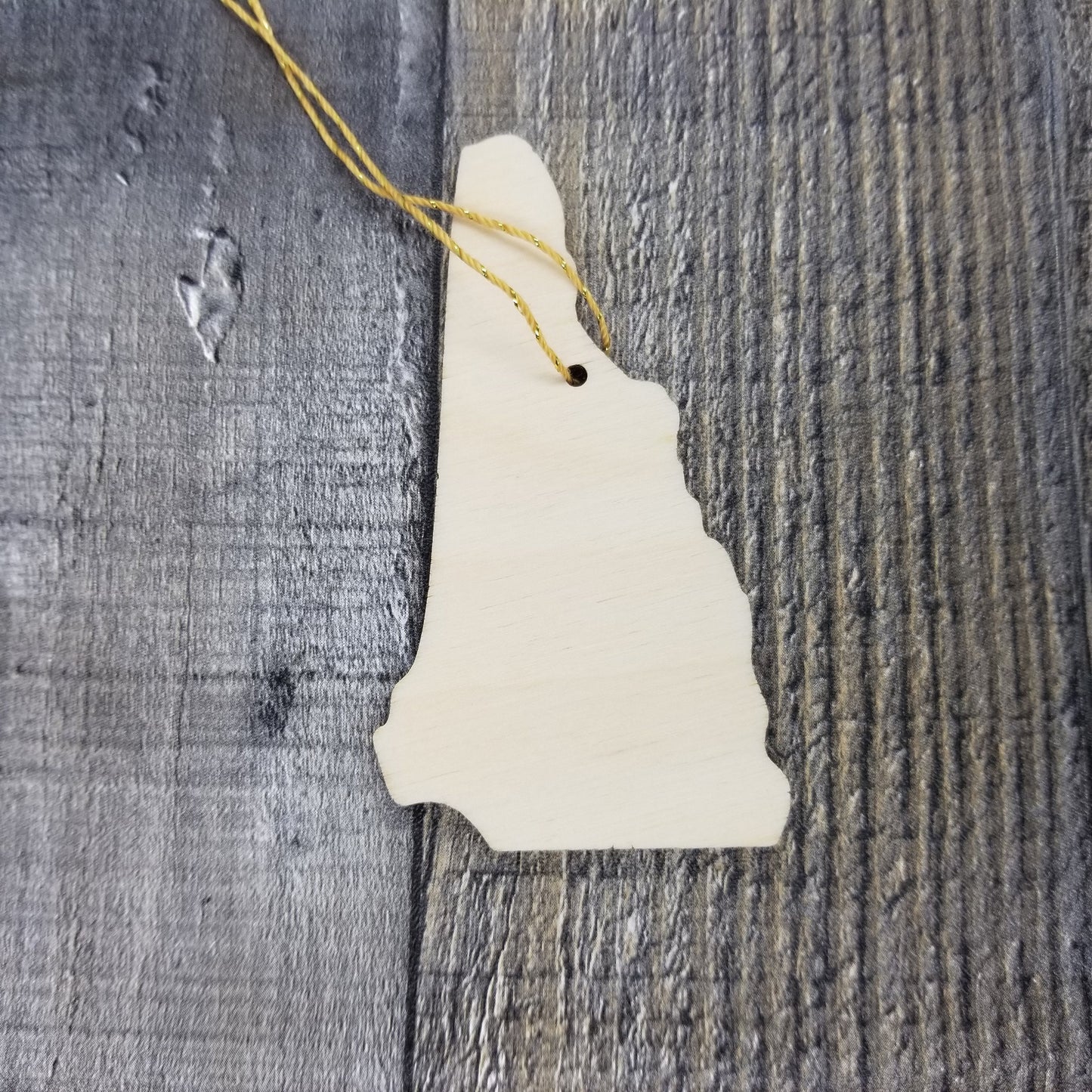 New Hampshire Wood Ornament - NH State Shape with State Motto - Handmade Wood Ornament Made in USA Christmas Decor