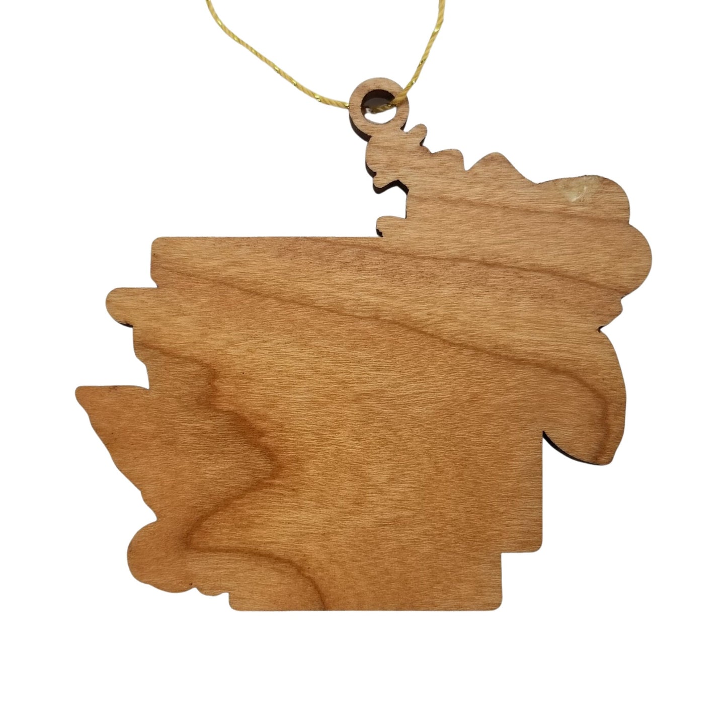 Arkansas Wood Ornament - AR State Shape with State Flowers Apple Blossoms - Handmade Wood Ornament Made in USA Christmas Decor