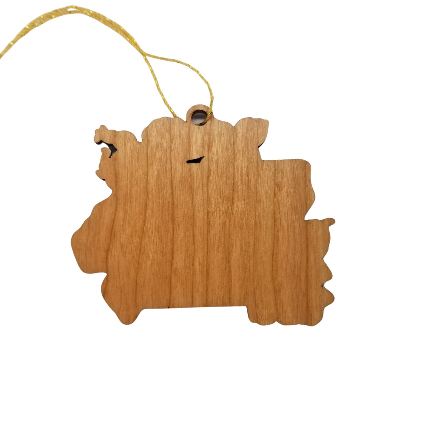 Iowa Wood Ornament - IA State Shape with State Flowers Prairie Rose - Handmade Wood Ornament Made in USA Christmas Decor