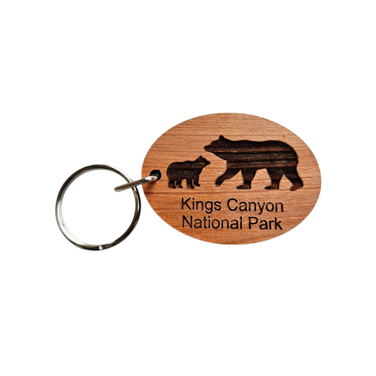 Kings Canyon National Park Keychain CA Bear and Cub Wood Souvenir - 4082KC