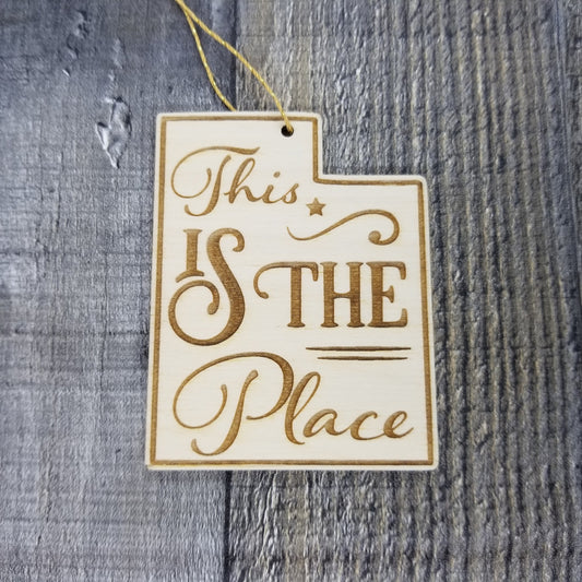 Utah Wood Ornament - UT State Shape with State Motto - Handmade Wood Ornament Made in USA Christmas Decor - 15468