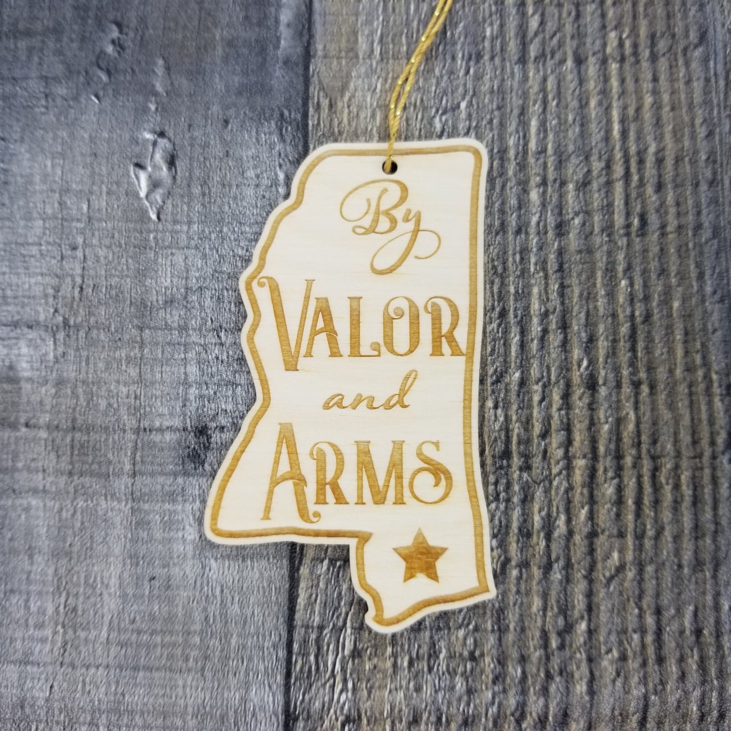 Mississippi Wood Ornament - MS State Shape with State Motto - Handmade Wood Ornament Made in USA Christmas Decor