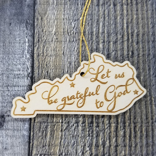 Kentucky Wood Ornament - KY State Shape with State Motto - Handmade Wood Ornament Made in USA Christmas Decor