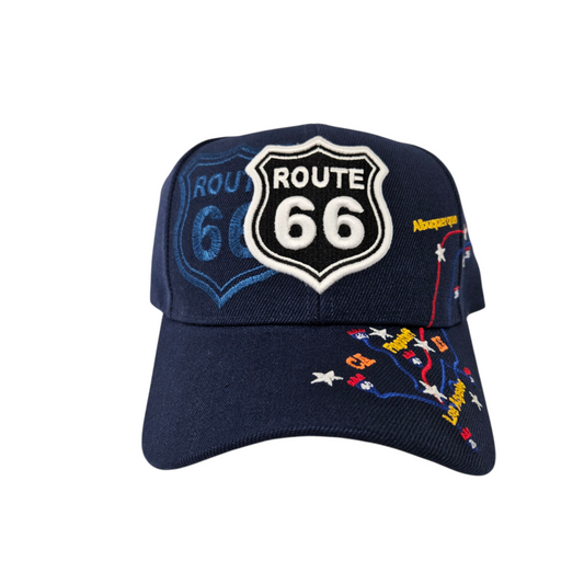ROUTE 66 Navy Shadow Map Cap Hat - H1065