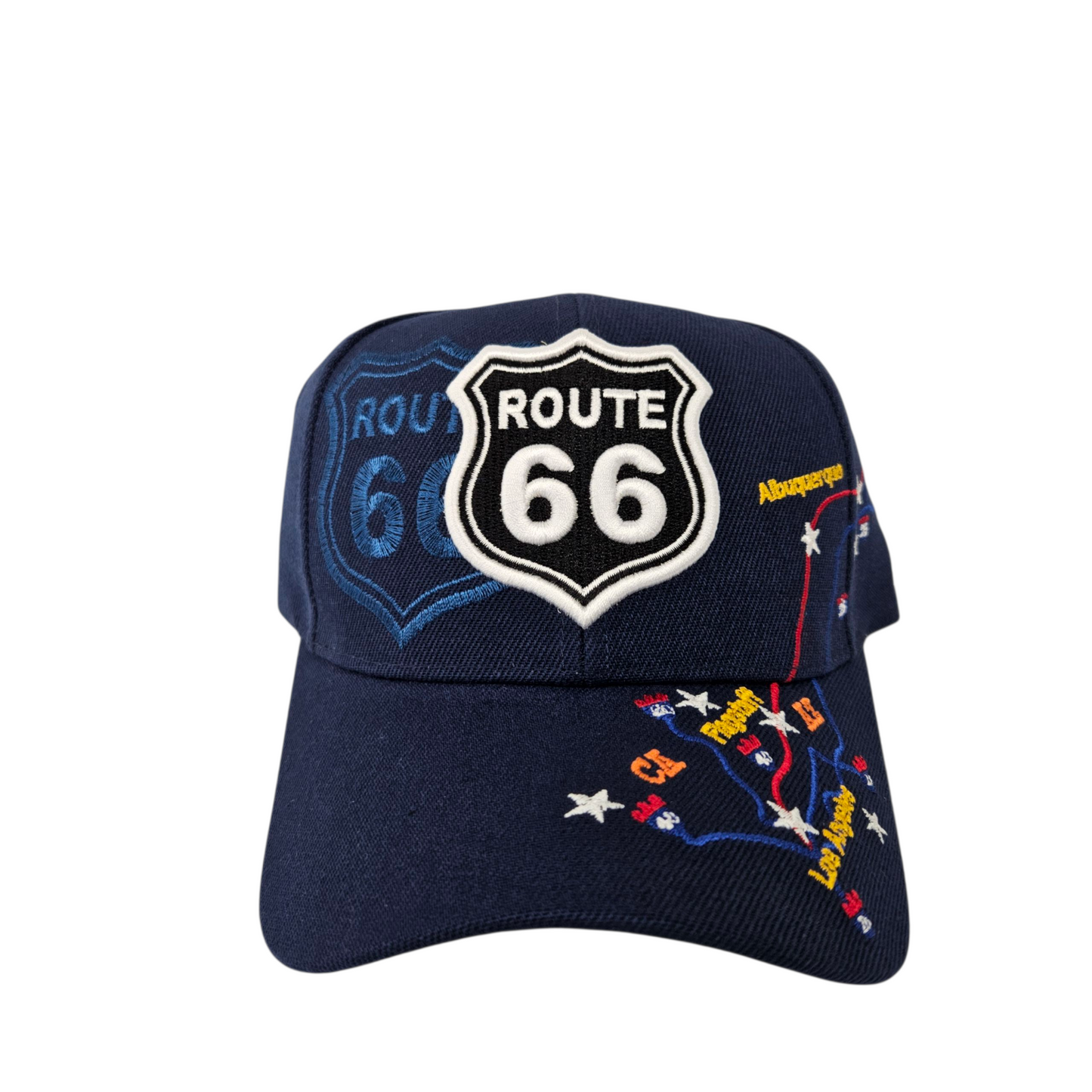 ROUTE 66 Navy Shadow Map Cap Hat - H1065