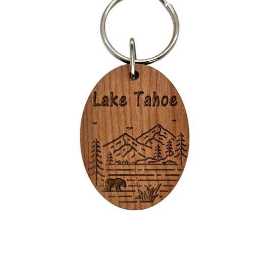 Lake Tahoe Mountain Trees Bear Keychain Souvenir - KC8173
