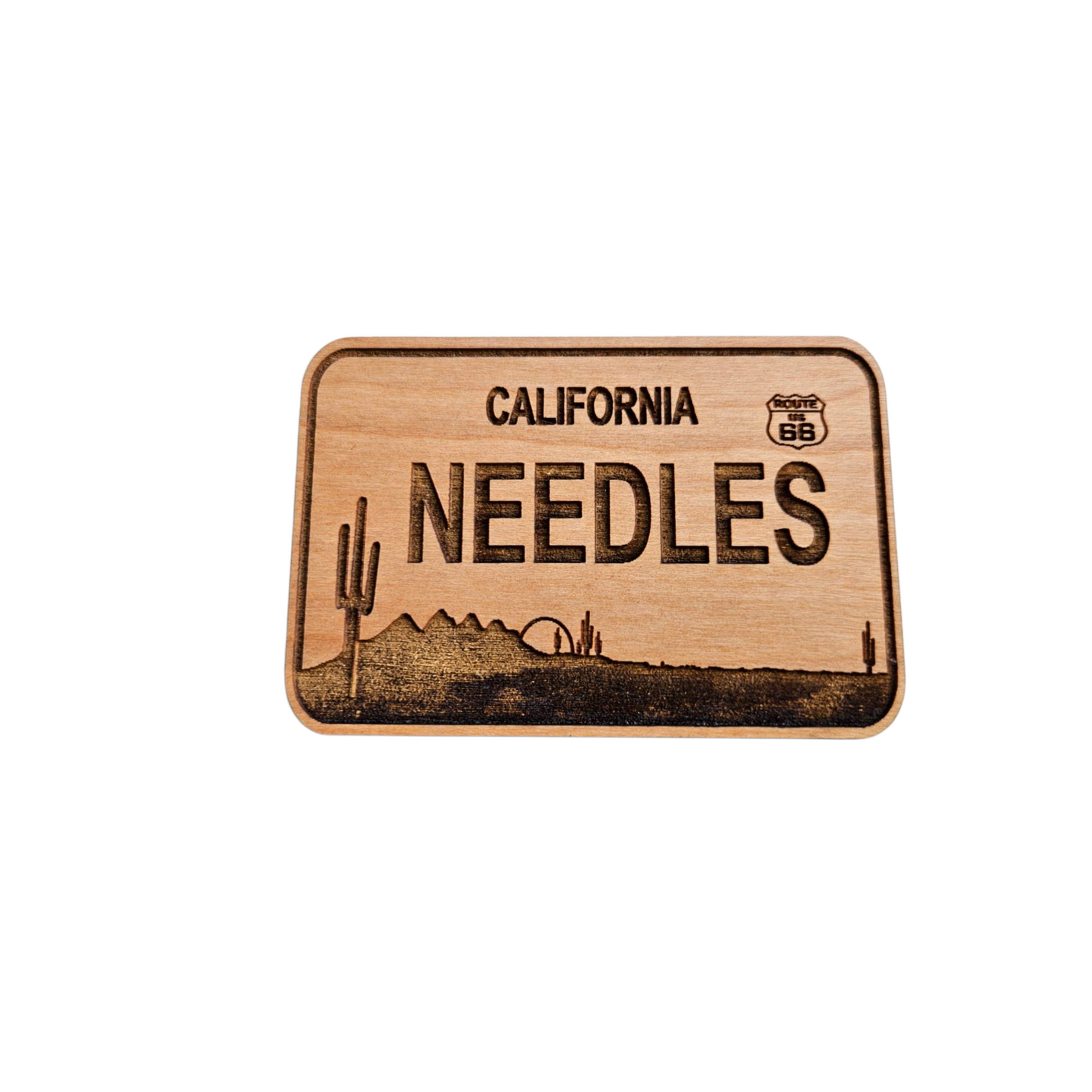 Needles California Route 66 License Plate Wood Magnet Souvenir - M4056