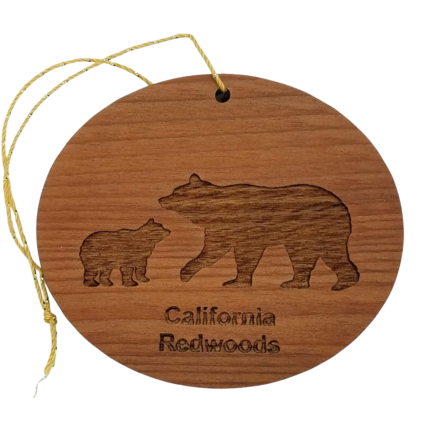 Bear and Cub Christmas Ornament California Redwoods Wood Souvenir - 1064