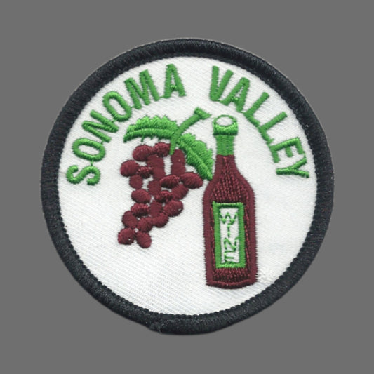 SONOMA VALLEY Wine and Grapes Souvenir Patch 2.5 Inch - 10635