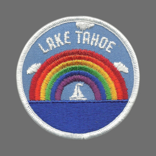 LAKE TAHOE Rainbow and Sailboat Souvenir Patch Iron On - 10098