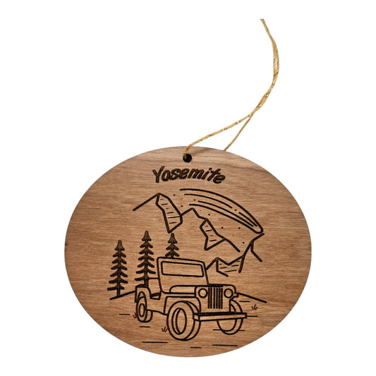 Yosemite National Park Ornament - 4 Wheeling SUV Mountains Trees - Handmade Wood Colorado Souvenir Christmas Ornament Travel Gift - 15783