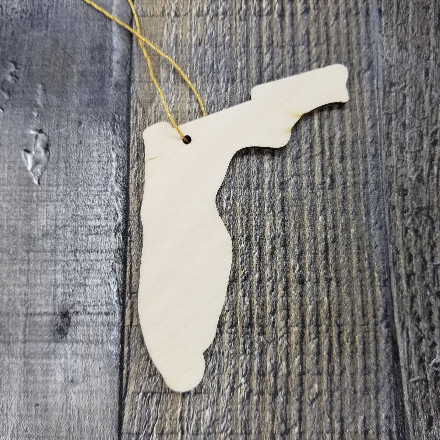 Florida Wood Ornament - FL State Shape with State Motto - Handmade Wood Ornament Made in USA Christmas Decor