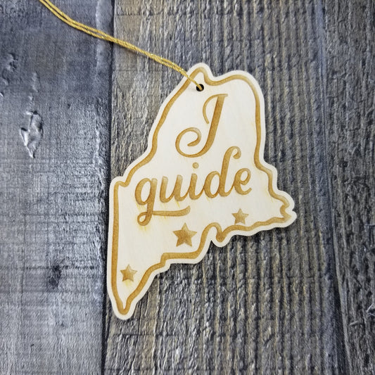 Maine Wood Ornament - ME State Shape with State Motto - Handmade Wood Ornament Made in USA Christmas Decor