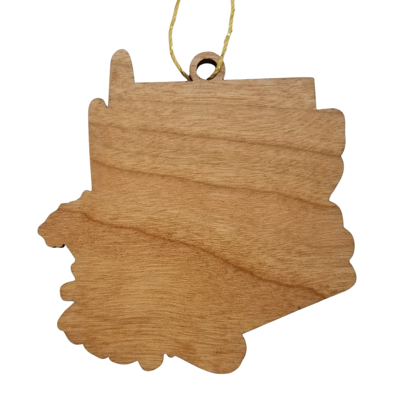 Arizona Wood Ornament - AZ State Shape with State Flowers Saguaro Cactus Blossoms - Handmade Wood Ornament Made in USA Christmas Decor