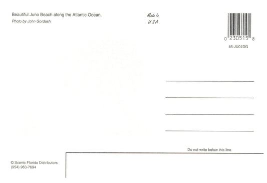 Vintage Florida Postcard Juno Beach FL 4x6 Atlantic Ocean 1980s John Gordash Scenic Florida Distributors 1990s