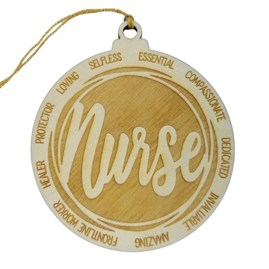 Nurse Christmas Ornament - Character Traits - Handmade Wood Ornament - Gift for Nurses - Nurse Gift - Essential Selfless Compassionate 3.5"