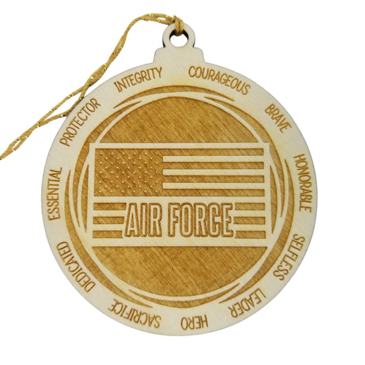 Air Force Christmas Ornament - Character Traits - Handmade Wood Ornament - Gift for Air Force Members - United States Military Ornament