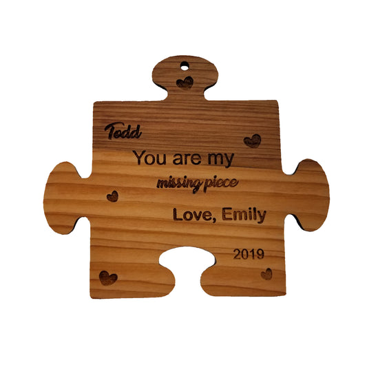 Valentines Day Gift Personalized Wood Puzzle Piece Anniversary Gift You Are My Missing Piece Couples Gift Engraved Home Decor Love
