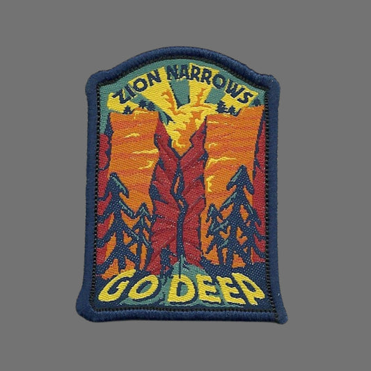 Utah Patch – UT Zion National Park - Zion Narrows Go Deep Travel Patch Iron On – Souvenir Patch – Applique – Travel Gift 2.5" Rock Canyon