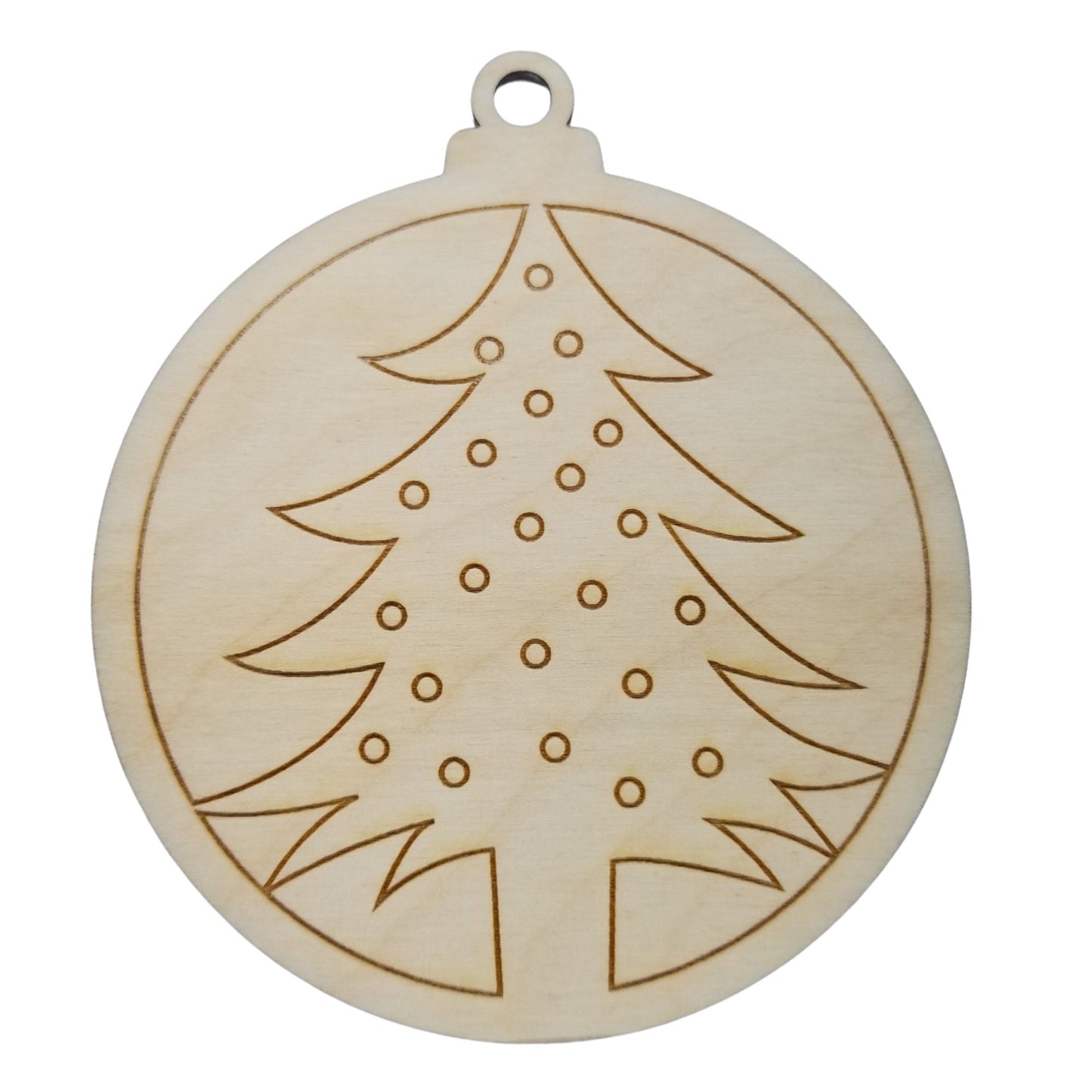 Color Your Own Ornament - Wood Art ONLY - Globe Engraved Christmas Tree Ornament DIY - Coloring Project - Craft Supply - Kids Craft Project