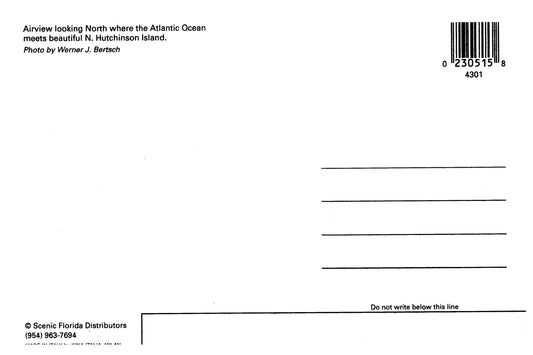 Vintage Florida Postcard 4x6 Hutchinson Island Aerial View Airview Atlantic Ocean Scenic Florida Distributors 1980s Werner J Bertsch