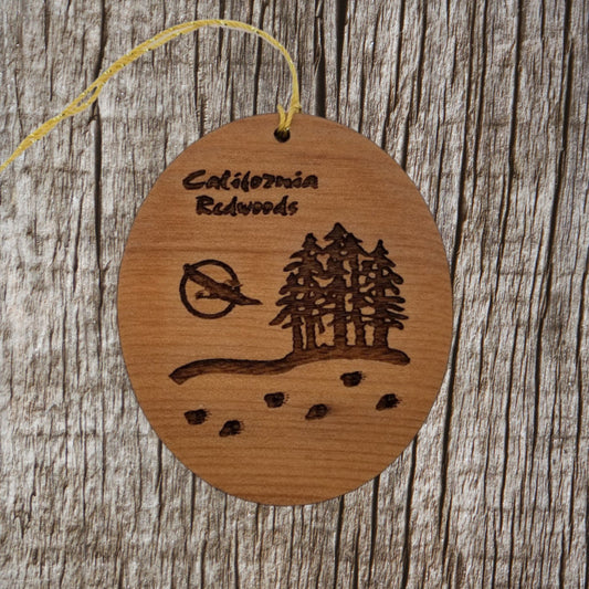 California Redwoods Wood Ornament Flying Eagle Trees Forest Bear Track