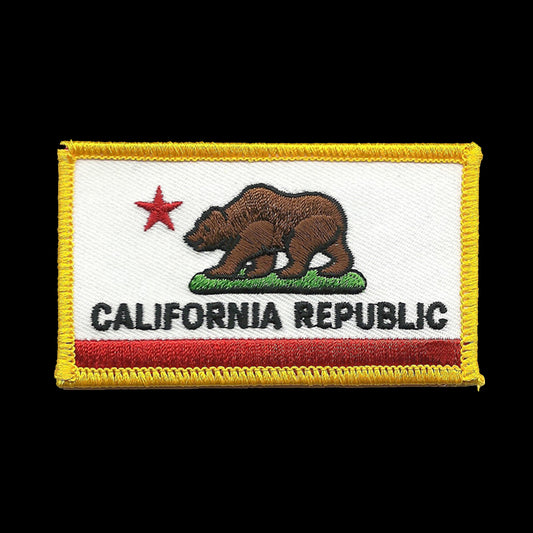 California Patch Grizzly Bear CA Republic Flag Souvenir Iron On Badge Emblem Applique Iron