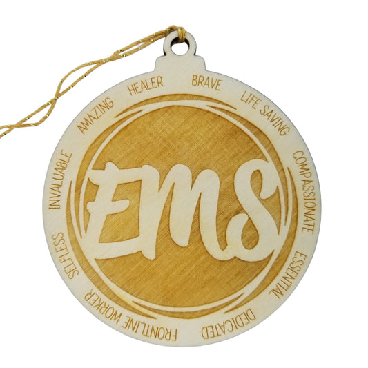 EMS Christmas Ornament - Character Traits - Handmade Wood Ornament - Gift for Emergency Medical Services Worker Gift Brave Life Saving 3.5"