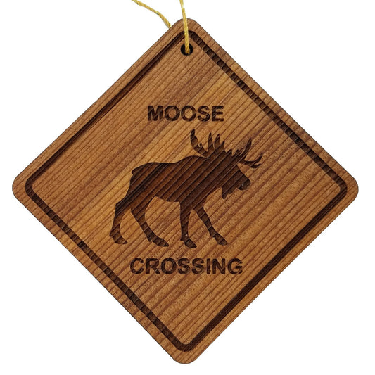 Moose Crossing Ornament - Wood Souvenir - 15160