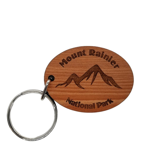 Mount Rainier National Park Keychain Mountains Wood Souvenir - KC8063