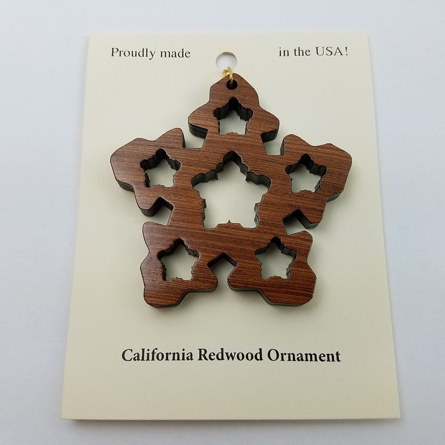 Handmade Wood Snowflake Christmas Ornament Made in USA -1061