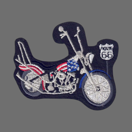 1953 Panhead Hardtail Motorcycle Route 66 Souvenir Patch - 0066-B53