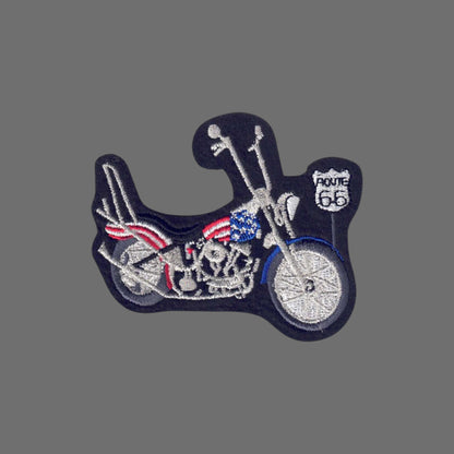 1953 Panhead Hardtail Motorcycle Route 66 Souvenir Patch - 0066-B53