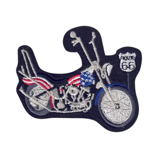 1953 Panhead Hardtail Motorcycle Route 66 Souvenir Patch - 0066-B53
