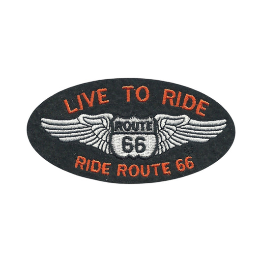 LIVE TO RIDE Route 66 Souvenir Patch Orange Text - 0066-LIVE-32