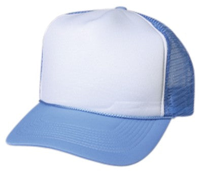 Trucker Mesh Light Blue with WHITE Front Cap or Hat - 0111-05/39/05