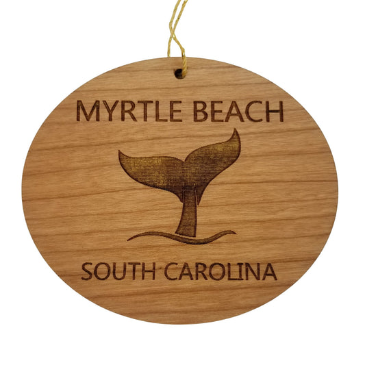 Myrtle Beach South Carolina Ornament - Handmade Wood Ornament - SC Whale Tail Whale Watching - Christmas Ornament 3 Inch