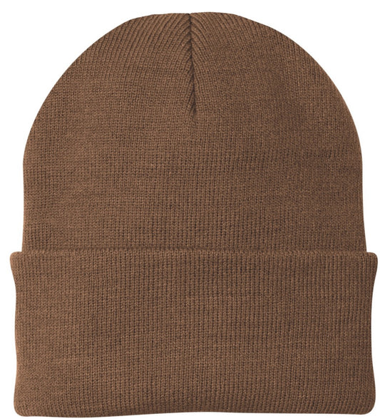 Dark Brown Knit Beanie Cuffed 0182-17