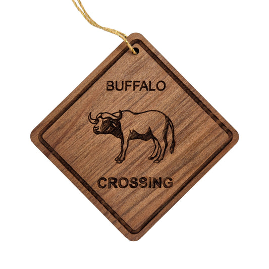 Wholesale Water Buffalo Crossing Ornament Wood Souvenir Handmade in USA