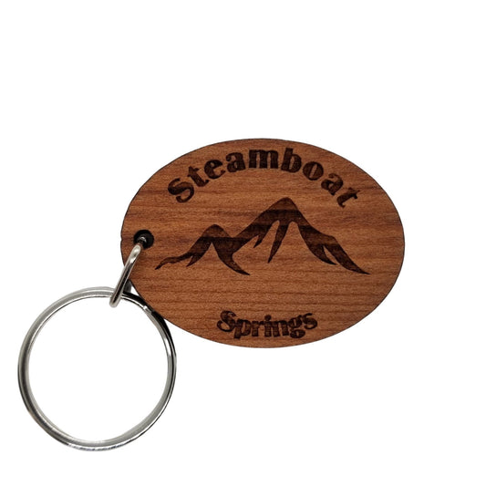 Wholesale Steamboat Springs CO Keychain Mountains Wood Keyring Colorado Souvenir Ski Resort