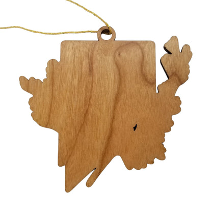 Wholesale Nevada Wood Ornament -  NV State Shape with State Flowers Big Sagebrush - Handmade Wood Souvenir