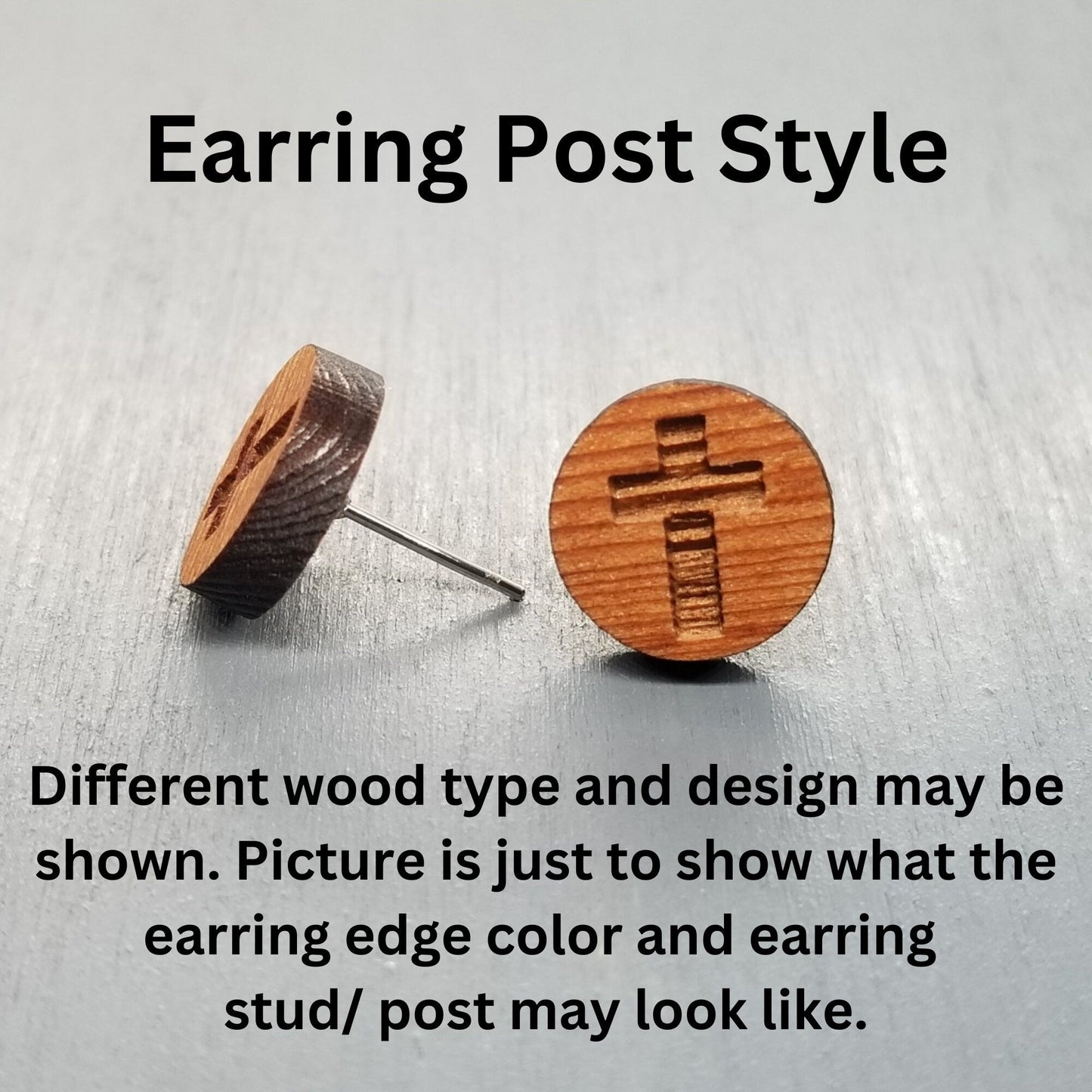 Wholesale Abstract Tribal Type Pattern Earrings - Cherry Wood Earrings - Stud Earrings - Post Earrings