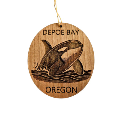 Depoe Bay Ornament - Oregon Handmade Wood Ornament - OR Whale Tail Whale Watching - Christmas Ornament 3 Inch - 15782