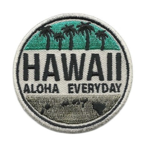 Hawaii Patch – HI Souvenir Aloha Everyday Travel Patch – Iron On – Applique 2.25"" Island Embellishment Souvenir Surfing Palm Trees