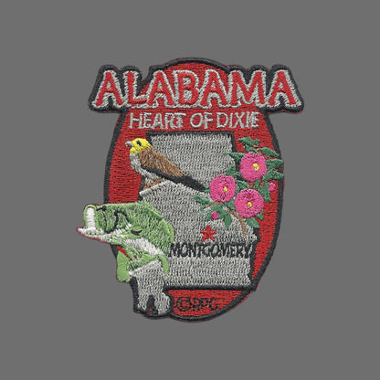 Alabama Patch – AL State Shape- Travel Patch Iron On – Heart of Dixie Souvenir Patch – Embellishment Applique – Travel Gift 3"